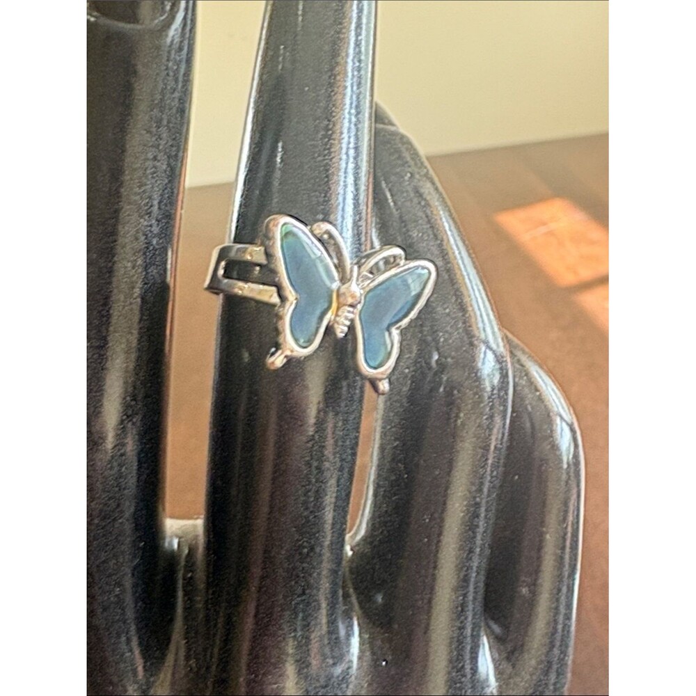 Blue Irridescent Butterfly Ring